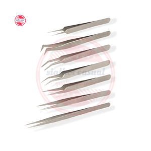 แหนบขนตาสแตนเลสแหนบขนตาโลโก้ที่กําหนดเองเครื่องมือต่อขนตา - Product Image 2