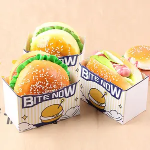Caja de hamburguesa con impresión personalizada, caja de comida de pollo frito de hamburguesa, reciclable con precio razonable, fácil de llevar