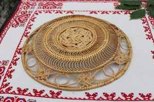 ตะกร้าสานทรงกลมสไตล์วินเทจสำหรับใส่ของในบ้านถาดหวายสำหรับตกแต่ง - Product Image 2