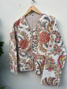 Taille libre fait à la main Vintage coton Kantha matelassé Blazers pour femmes cousu à la main Hippie longs manteaux de fourrure vestes courtes pour l'automne - Product Image 2
