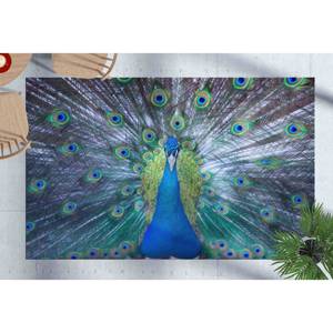 Alfombra Estampada Azul Pavo Real, Antideslizante, Diseño Clásico de Chenilla, Alfombra Suave No Tejida - Product Image 2