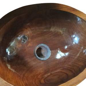Évier en bois naturel moderne de haute qualité, écologique, pour une salle de bain, une cuisine ou une salle de bain élégante, design artisanal indonésien - Product Image 6