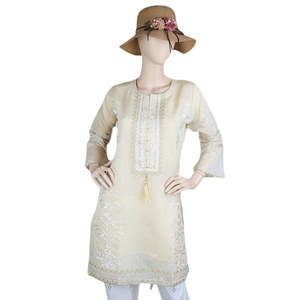 Kurti bordado de lujo para mujer - Color Fawn - Product Image 4
