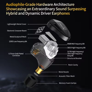 <span class=keywords><strong>KZ</strong></span> <span class=keywords><strong>AS10</strong></span> <span class=keywords><strong>PRO</strong></span> 5BA IEM écouteurs intra-auriculaires filaires HiFi basse moniteur stéréo écouteurs casque avec câble audio détachable plaqué argent - Product Image 4