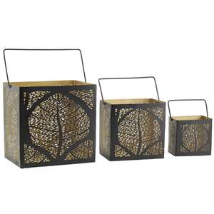 Décoration de la maison de noël lanterne découpée en métal faite à la main bougeoirs votifs découpés 3 tailles différentes pour les feuilles de mariages - Product Image 6