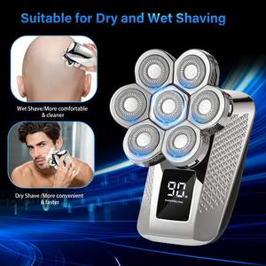 Kit de Afeitado Rotatorio Inalámbrico Recargable, Afeitadora Eléctrica para Hombre, Resistente al Agua IPX7, para Cara Calva, Uso en Seco/Húmedo, Lavable - Product Image 2