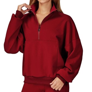 Sweat à capuche demi-zip pour femme, streetwear décontracté, couleur unie, respirant, logo et design personnalisés, vente en gros de vêtements streetwear décontractés - Product Image 6