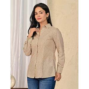 Chemise décontractée en coton blanc cassé à manches longues pour femmes, tailles XS-XL, tissu popeline de soie, logo brodé, motif rayé - Product Image 5