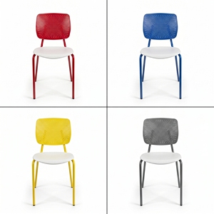 Chaise d'école en plastique ARSU avec structure métallique, dossier ergonomique solide, pieds coniques, design moderne pour enfants et adultes - Product Image 6