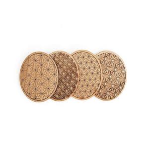 Juego de posavasos de vidrio de madera de la mejor calidad Forma redonda Juego de posavasos de vidrio de tamaño personalizado al precio más bajo - Product Image 5