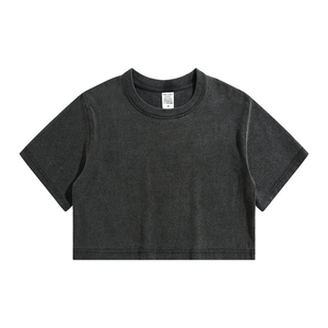 2024 verano 100% algodón poliéster Camiseta larga Mujer Color sólido suave mujer Camisetas Casual de gran tamaño crop top camisetas - Product Image 5
