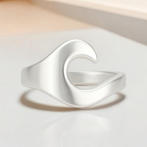 925 Sterling Silver Wave Ring Modernist <b>Ribbon</b> Design Abstract Band Handmade Silver Ring - Product Image 3