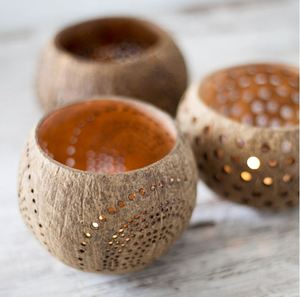 Cuencos de cáscara de coco de Vietnam, portavelas, soporte de vela para iluminación y decoración romántica, venta al por mayor - Product Image 5
