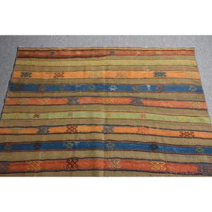 พรมคิลิมวินเทจขนาด 4.2x6.7 ฟุต พรมตุรกี ลายต้นไม้สีส้ม พรมขนสัตว์ - Product Image 4