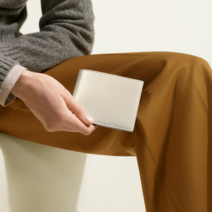 Genuine Leather Slim <b>Fold</b> <b>Wallet</b> Cloudy Beige Minimalist Design Unisex Daily Use RFID Blocking Vintage - Product Image 2