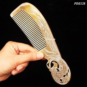 Peine de cuerno hecho a mano KING NATURAL personalizado con dientes finos y anchos peine de cuerno de búfalo hecho a mano para peinar el cabello - Product Image 2
