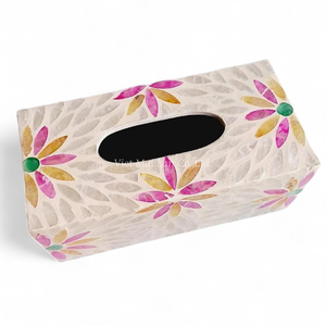 Caja de Pañuelos de Nácar, Natural, Ecológica, Hecha a Mano, con Incrustaciones de Concha, Soporte Decorativo - Product Image 1