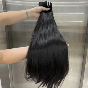 Chưa qua chế biến dài thẳng tự nhiên màu đen dệt tóc lớp biểu bì Phù Hợp Việt Nam Trinh Nữ tóc con người