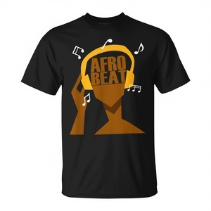 T-shirt Afrobeat avec motif de notes de musique et d'écouteurs pour les amateurs de musique - Product Image 2