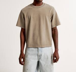 เสื้อยืดคอตตอน 100% แบบยูนิเซ็กซ์สำหรับผู้ชาย สกรีนโลโก้ตามสั่ง พิมพ์ลาย DTG เสื้อยืดเปล่า แขนสั้น คอกลม ล้างสีแบบ Acid Wash - Product Image 6