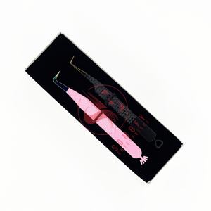 Pince à épiler d'extension de cils à pointe en micro-fibre Emballage personnalisé en acier inoxydable durable Pince à épiler à volume pointu - Product Image 2