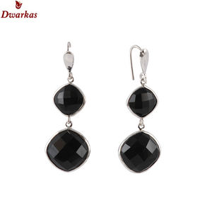 Pendientes Colgantes Delicados de Plata de Ley 925 con Corindón Amarillo Orgánico y Cuarzo Azul - Joyería de Lujo Moderna para Bodas y Fiestas - Product Image 6