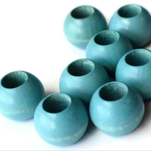 Perles rondes en bois bleu à gros trous, forme personnalisée et perles en bois colorées, façonnées et dimensionnées à la main, produit indien artisanal - Product Image 1