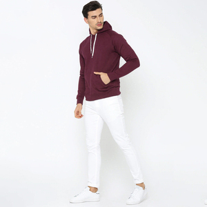 Plain <b>men</b> hoodie cotton oversized <b>pullover</b> with breathable soft fabric <b>for</b> stylish casual streetwear in all seasons wear - Product Image 4