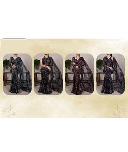 เสื้อส่าหรีแบบลำลองที่สวยที่สุดเสื้อเบลาส์บราสโซ่ลายดอกไม้ผ้าวิสโซ - Product Image 1