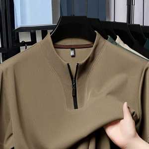 Polo de golf athlétique à fermeture éclair quart pour hommes T-shirt décontracté à col et manches courtes fabriqué en polyester et spandex Service OEM - Product Image 1