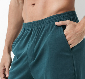 ¡Novedad de 2025! Pijama corto con estampado sólido hecho a medida para hombre, ropa de dormir transpirable de algodón de bambú suave para estilo informal de otoño - Product Image 5