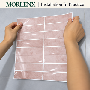 Papel Tapiz Autoadhesivo MORLENX con Efecto Piedra Rosa, Diseño de Azulejos Brillantes, para Decoración de Cocina - Product Image 1