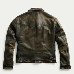 Nueva Llegada 2026 Chaqueta de Cuero Negra de Invierno para Hombre de Alta Calidad Personalizada con Cuello de Piel de Vaca y Cremallera Estilo Urbano - Product Image 5