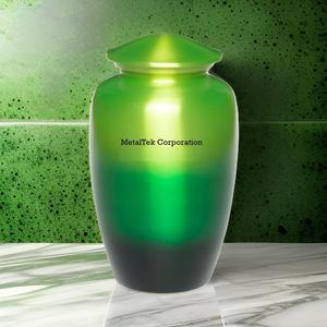 Shaed Green Colour Classic Cremation Urn Keepsake for Adult Ashes Wholesale Funeral Metal Decorative Urns Burial Metal Jars Urns - Product Image 5