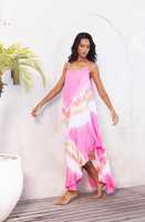 Robe longue décontractée en coton pour femme, idéale pour la plage, les fêtes et les vacances d'été, faite à la main, tie-dye, taille naturelle, fabricant et exportateur indien