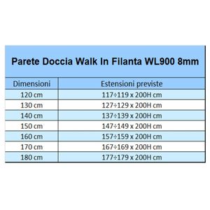 Filanta WL900 8 mm cristallo cromato IX cabina doccia parete 180 cm Box doccia regolabile per docce personalizzabili - Product Image 5