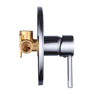 Robinet <span class=keywords><strong>de</strong></span> douche mural pour <span class=keywords><strong>baignoire</strong></span> Robinet mitigeur mitigeur encastré en laiton moderne en céramique noire ronde - Product Image 5