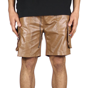 New Arrival Men's <b>Leather</b> <b>Shorts</b> Solid Pattern Design Wholesale Price with OEM Service - Product Image 1