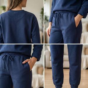 Ensemble de survêtement deux pièces pour femme, streetwear haut de gamme, haut court, tissu en velours 100% coton, un ensemble - Product Image 3