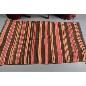 Tapis en laine à rayures marron et orange classique de 3x5,1 pieds (92x155 cm) - Product Image 3