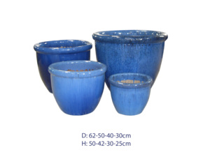 Pots de fleurs et jardinières en céramique émaillée bleue poterie en argile pour le jardin décoration de la maison utilisation du sol fournitures de jardin - Product Image 3