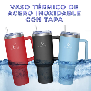 Tazza Termica in Acciaio Inox da 1200ml con Manico, Include Cannuccia e Coperchio, Thermos da Viaggio - Product Image 4