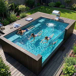 สระว่ายน้ำแบบตั้งพื้น Piscina Fuori Terra ติดตั้งง่าย สำหรับสวน แคมป์ปิ้ง และพักผ่อน - Product Image 4