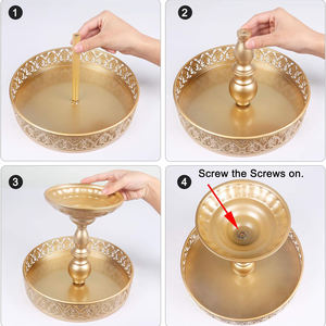 Soporte de pastel de Metal chapado en oro de alta calidad diseño de corazón soporte de Cupcake hecho a mano para decoraciones de boda de cumpleaños recién fantástico - Product Image 5