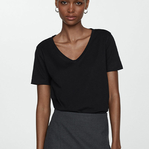 Camisetas de moda con estampado personalizado para marcas OEM Factory Direct Women Deep V Neck T Shirts - Product Image 2