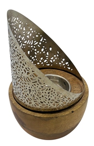 Brûleur d'encens décoratif en métal, porte-bakhoor avec base en bois, style arabe moderne pour la maison du Moyen-Orient et décoration islamique, cadeau - Product Image 3