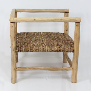 Sillón de Madera de Teca Mate Natural con Asiento de Mimbre, Ecológico, Duradero, Moderno y Rústico para Dormitorio, Sala de Estar u Hotel - Product Image 3