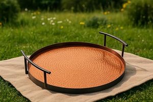 Plateau en cuivre pur de haute qualité avec un design indien traditionnel pour la décoration de la maison de luxe au prix de gros par AALIYAN IMPEX - Product Image 4