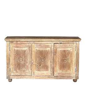 Hand-Carved Midcentury <b>Rustic</b> Sideboard <b>Cabinet</b> MDF Wood for Dining Room or Home Bar - Product Image 3
