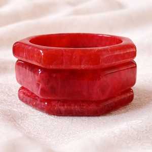 Classic <b>Red</b> Resin Round Brilliant Cut Imitation Pearl Indian Fashion Bangle <b>Bracelets</b> for Women's Gift - Product Image 3